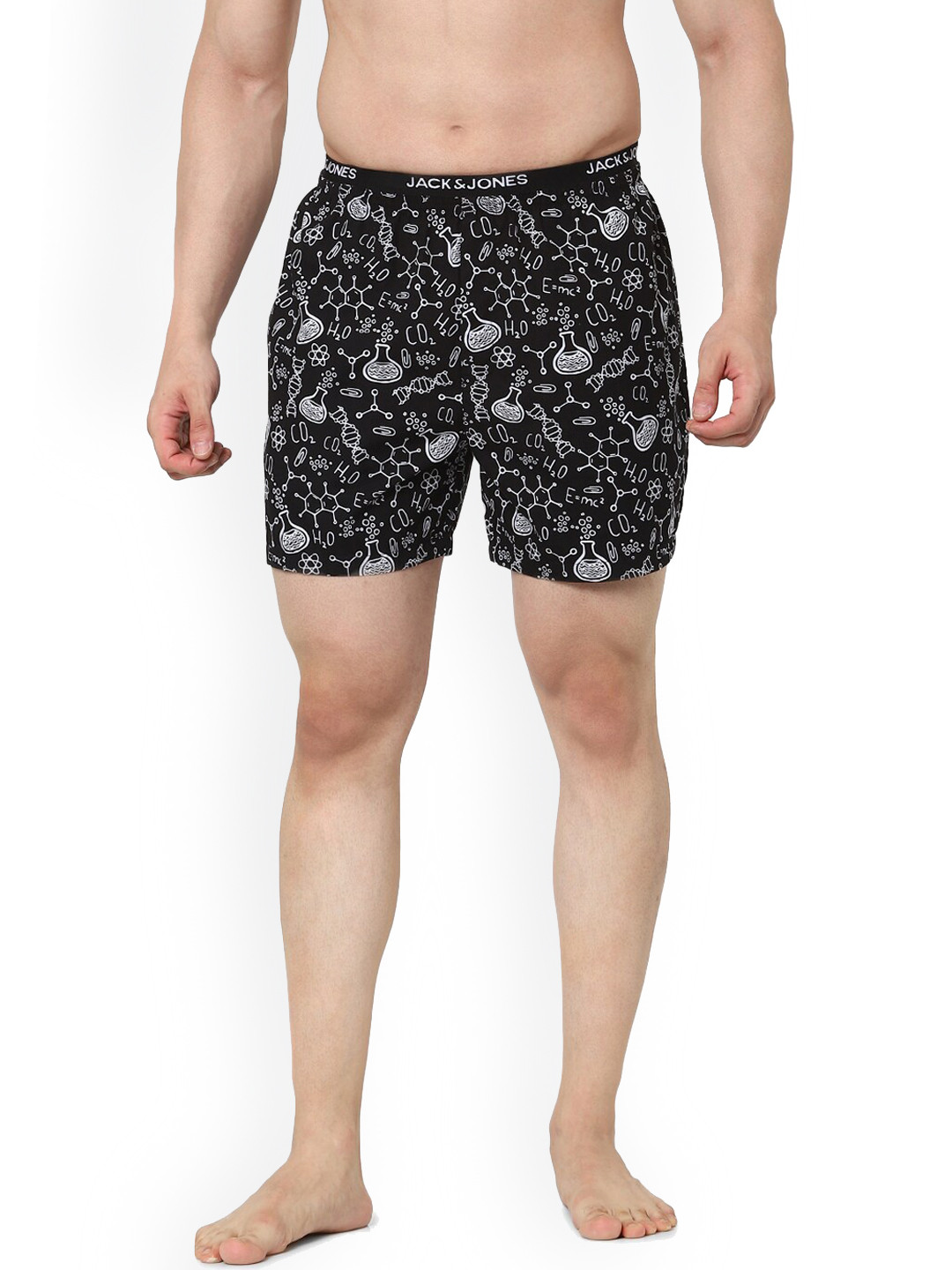 

Jack & Jones Men Black & White Printed Pure Cotton Boxers 218358401