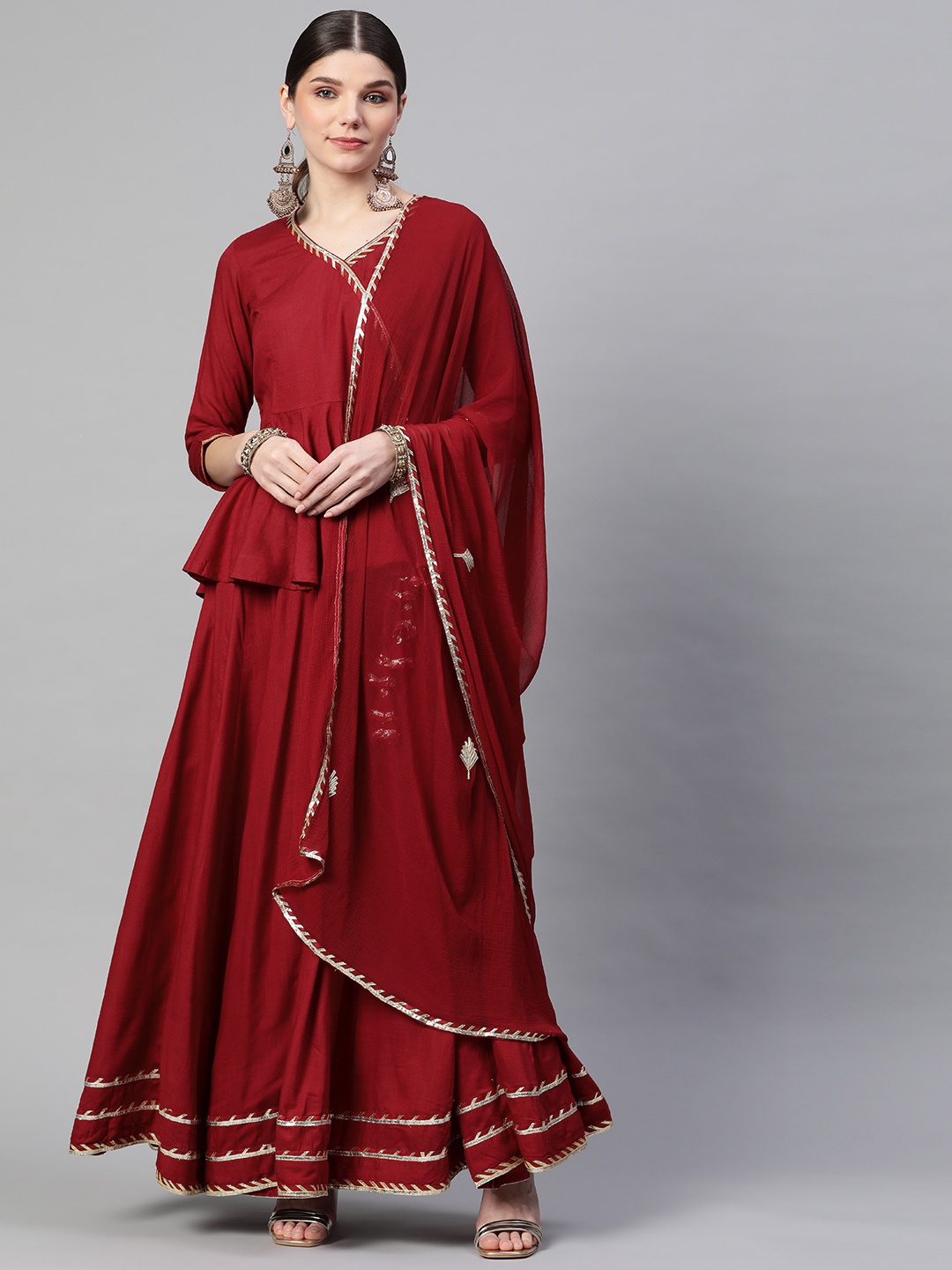 

Divena Maroon Ready to Wear Lehenga & Blouse With Dupatta