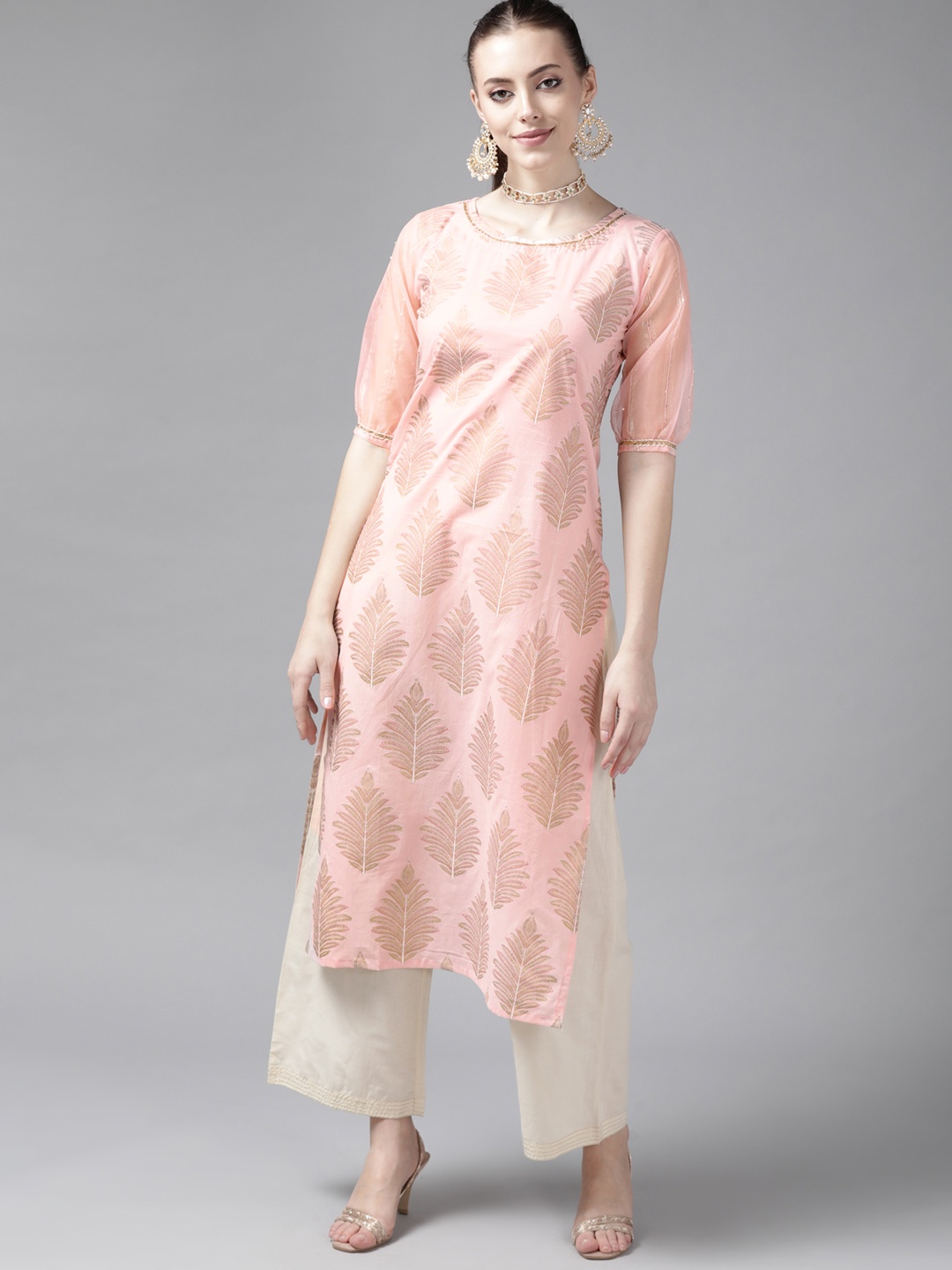 

Indo Era Women Pink Block Print Kurta