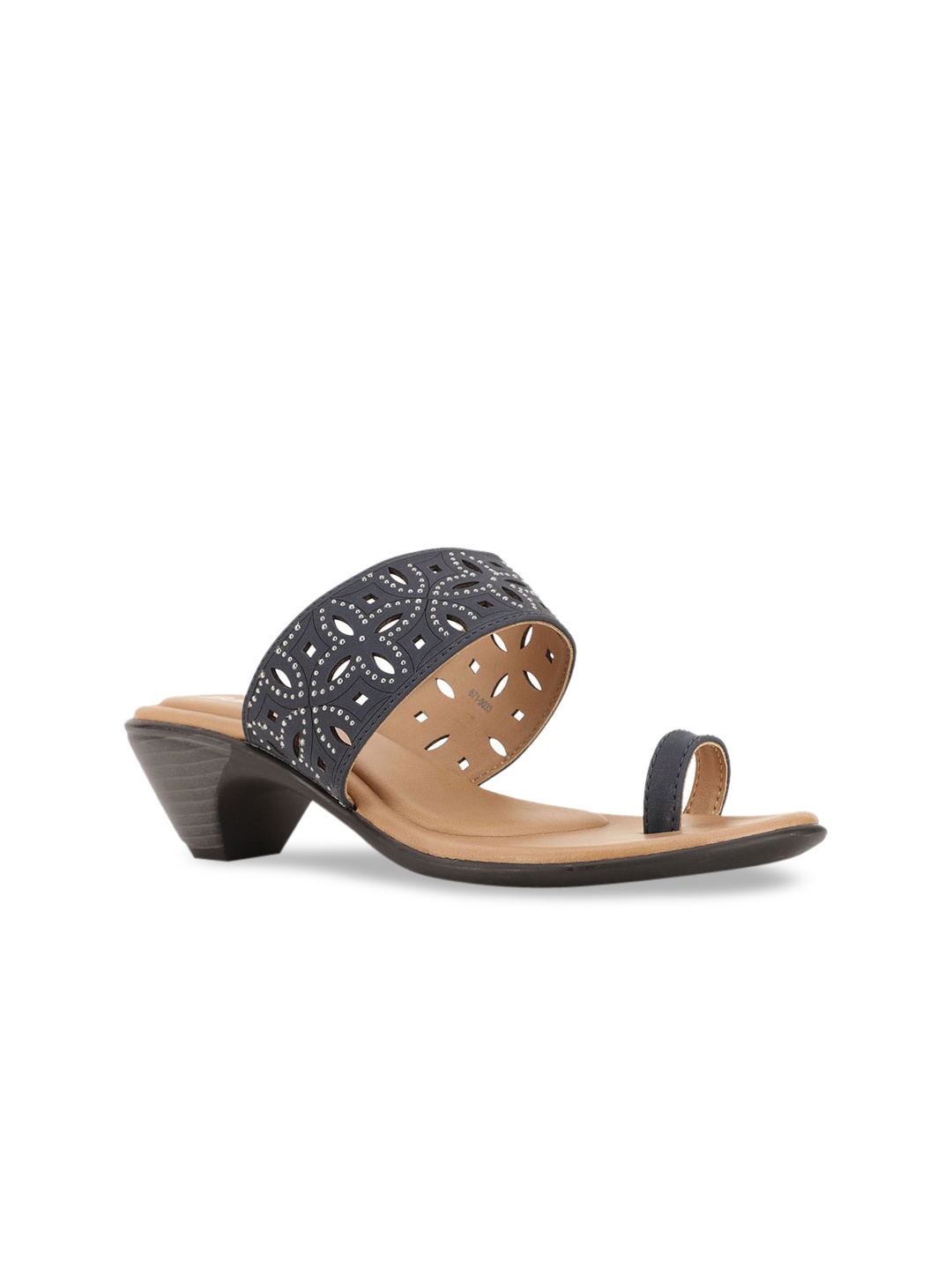 

Bata Navy Blue Block Sandals With Laser Cuts