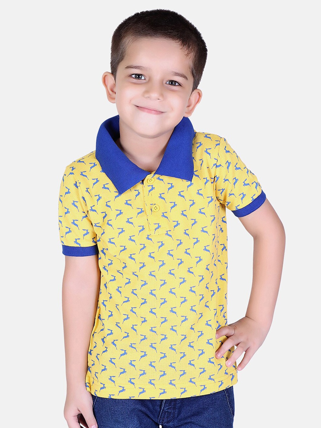 

KEPA Boys Yellow Printed Polo Collar T-shirt