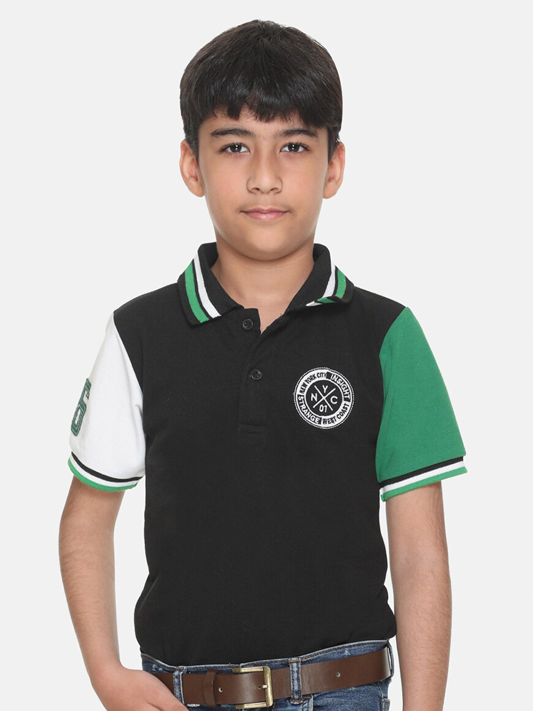 

KEPA Boys Black Polo Collar Applique T-shirt