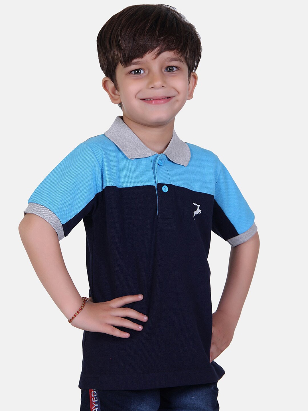 

KEPA Boys Blue Polo Collar Coloublocked T-shirt