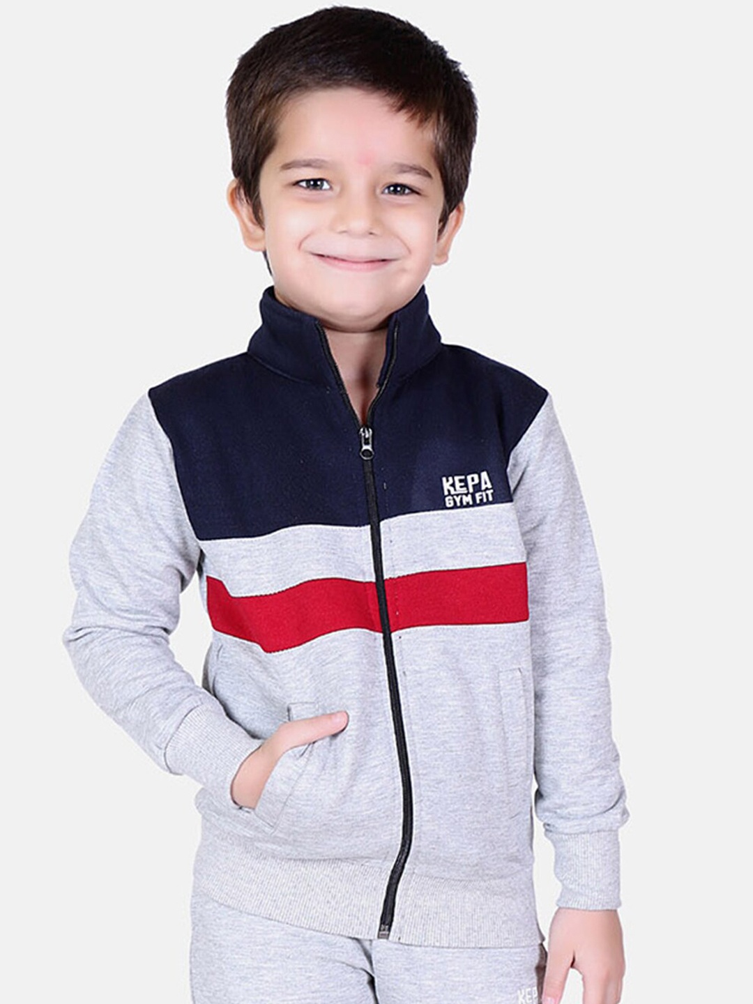 

KEPA Boys Grey & Red Colourblocked Hooded Tracksuits