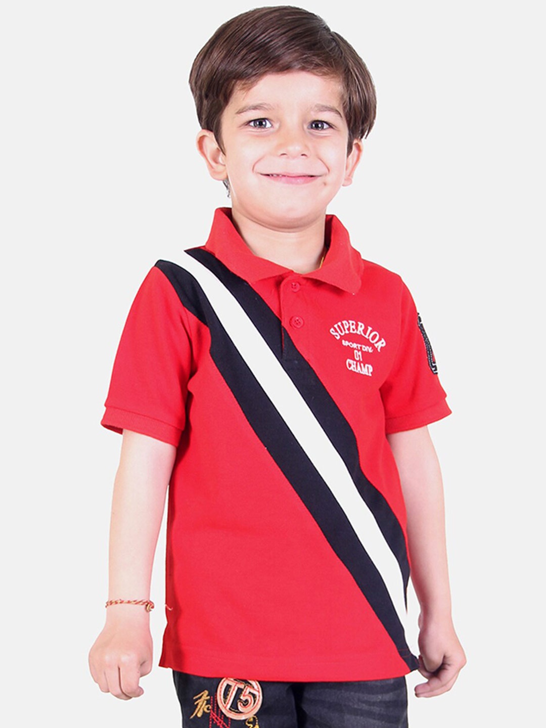 

KEPA Boys Red Striped Polo Collar T-shirt