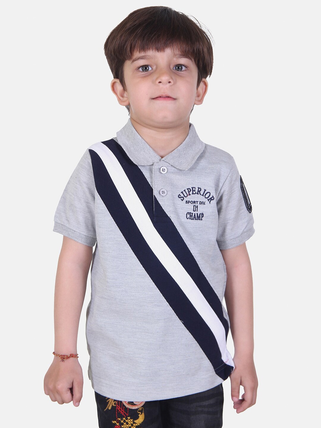 

KEPA Boys Grey Polo Collar Striped T-shirt