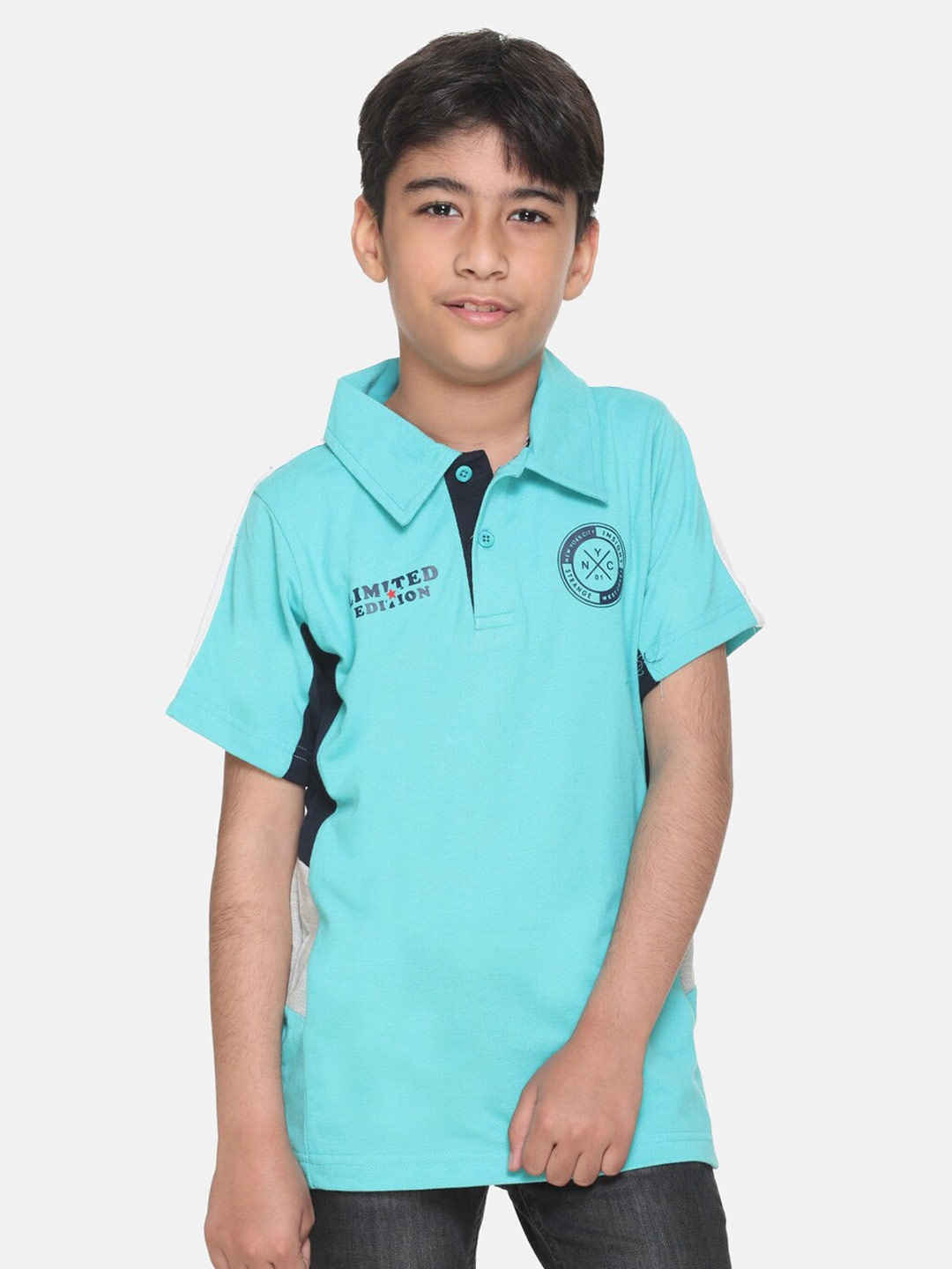 

KEPA Boys Sea Green Polo Collar T-shirt
