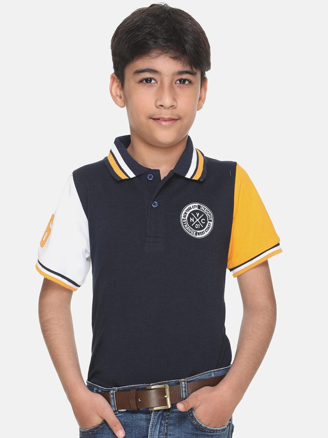 

KEPA Boys Navy Blue Colourblocked T-shirt