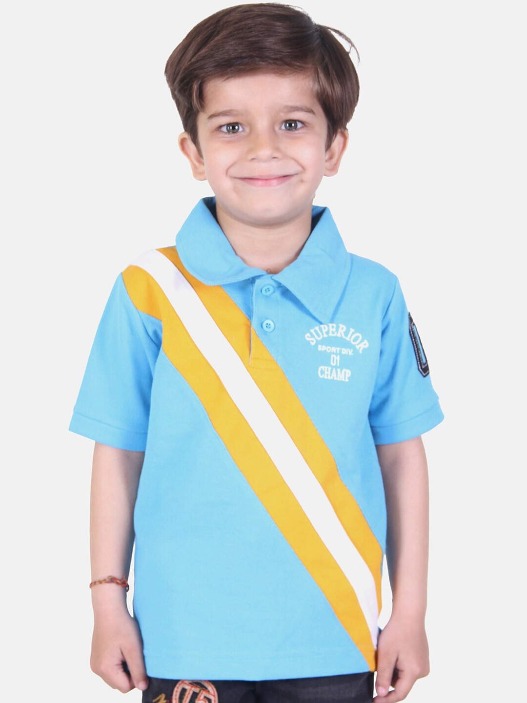 

KEPA Boys Blue Printed Polo Collar T-shirt