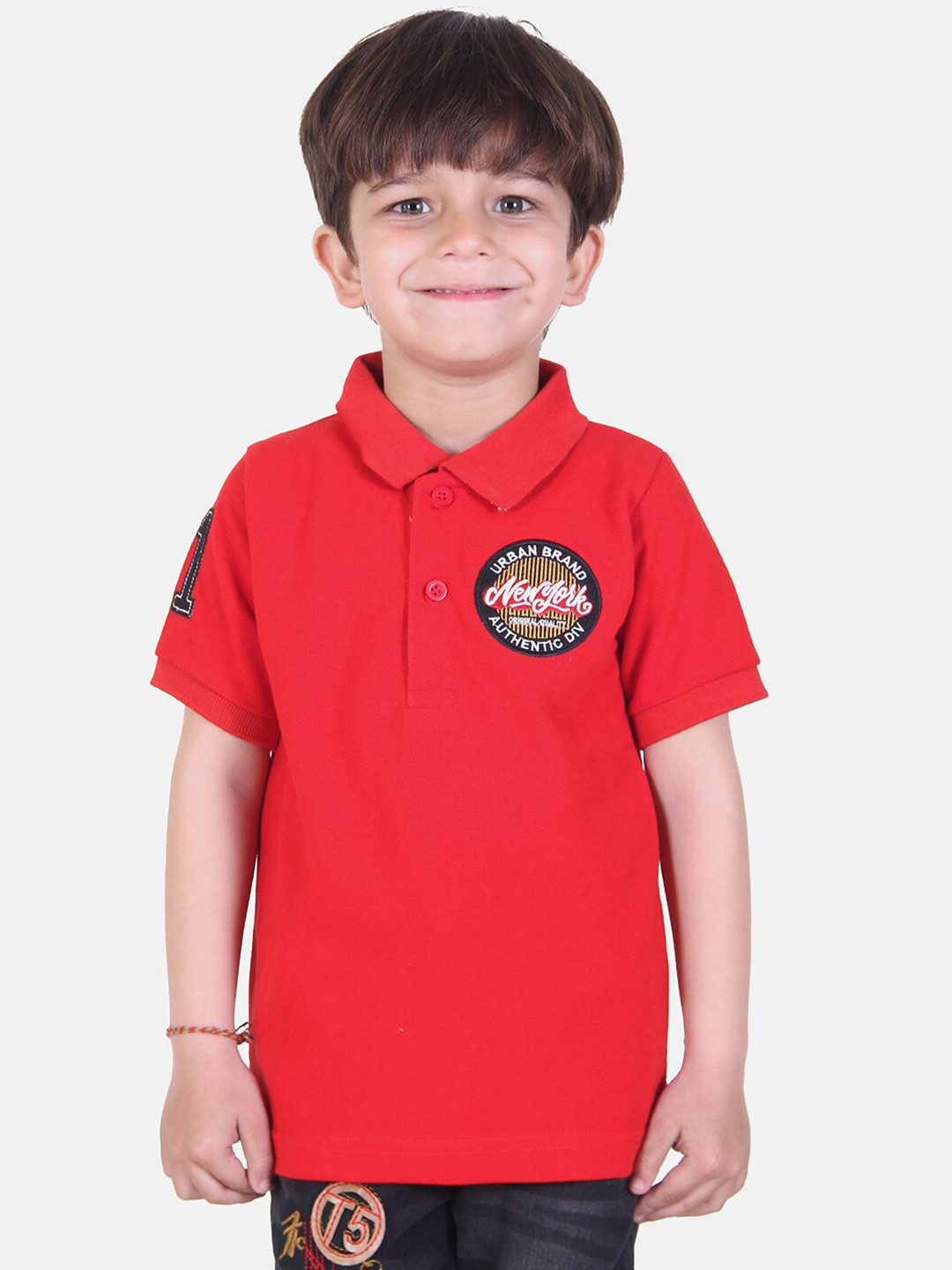 

KEPA Boys Red Polo Collar Applique T-shirt