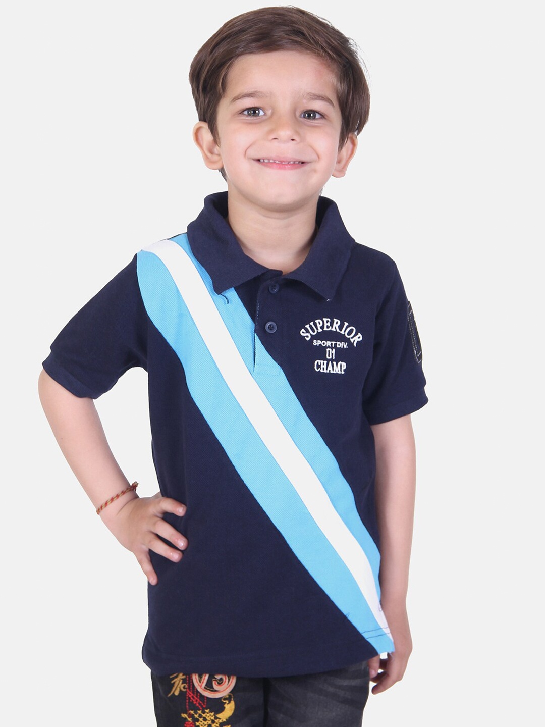 

KEPA Boys Blue Typography Polo Collar T-shirt