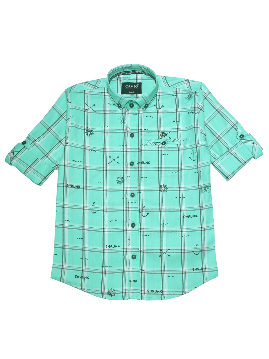 

CAVIO Boys Green Premium Checked Casual Shirt