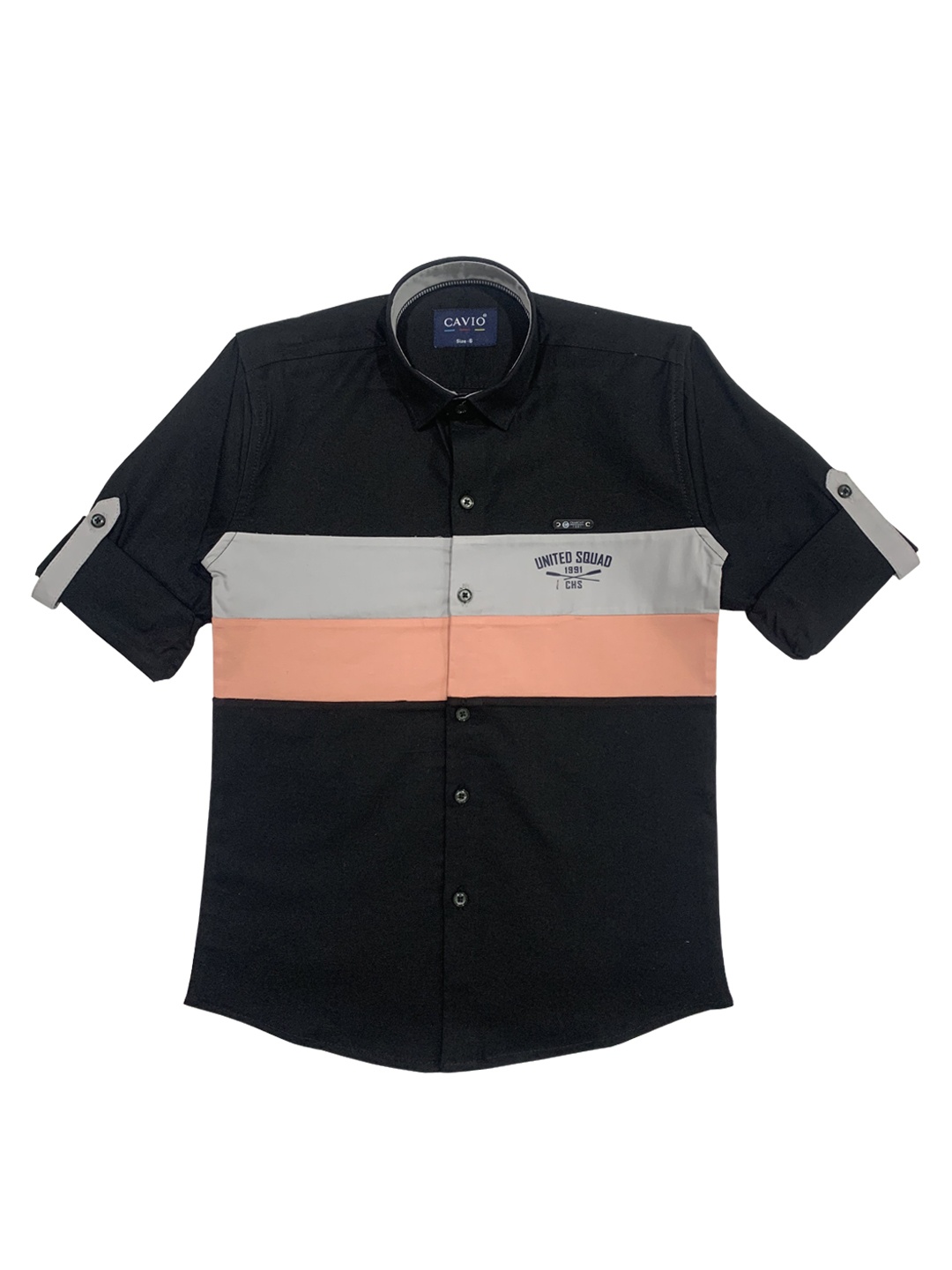 

CAVIO Boys Black Premium Striped Casual Shirt