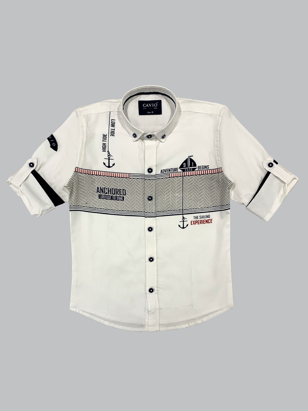 

CAVIO Boys White Premium Printed Casual Shirt