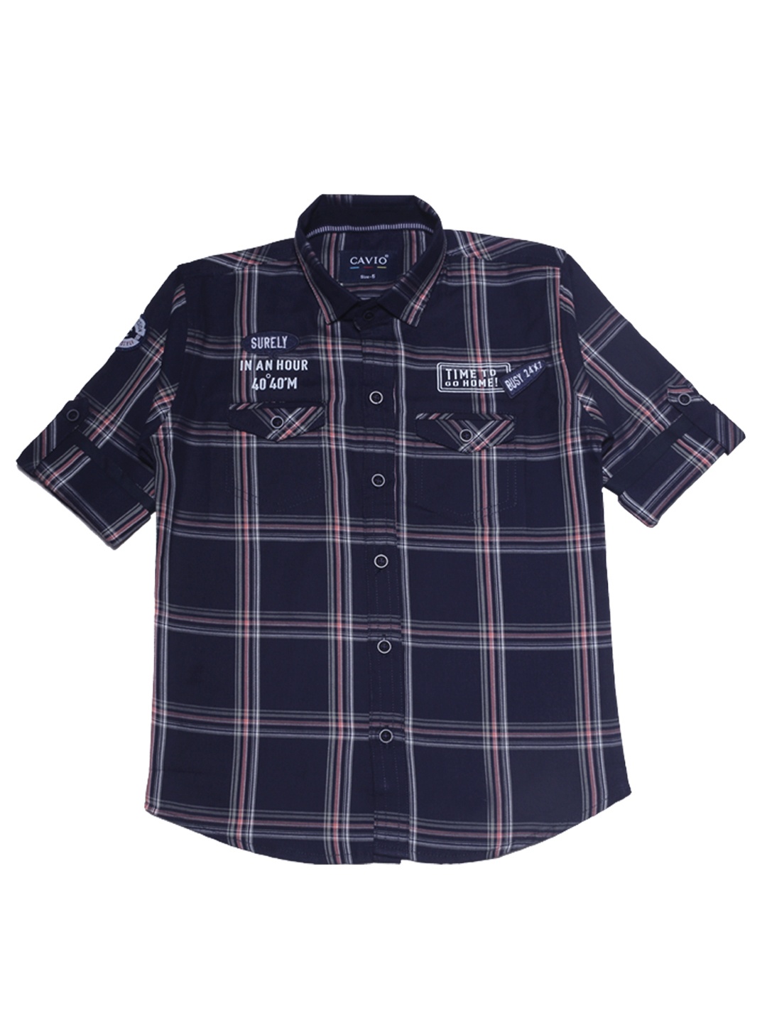 

CAVIO Boys Navy Blue Premium Checked Casual Shirt