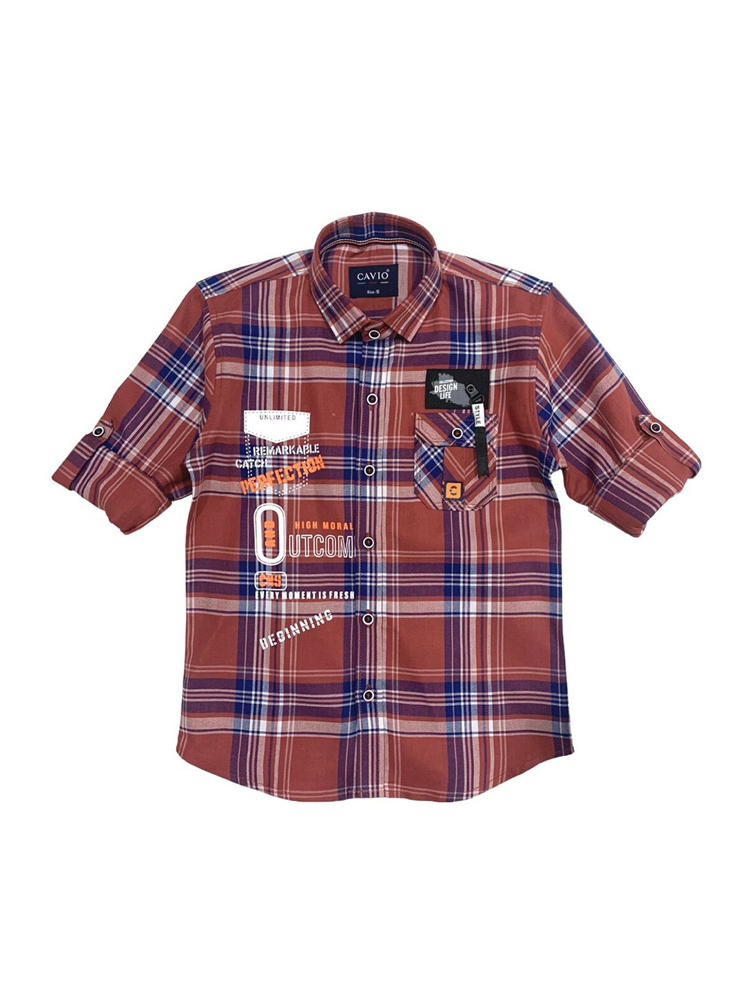 

CAVIO Boys Red Premium Tartan Checks Checked Casual Shirt
