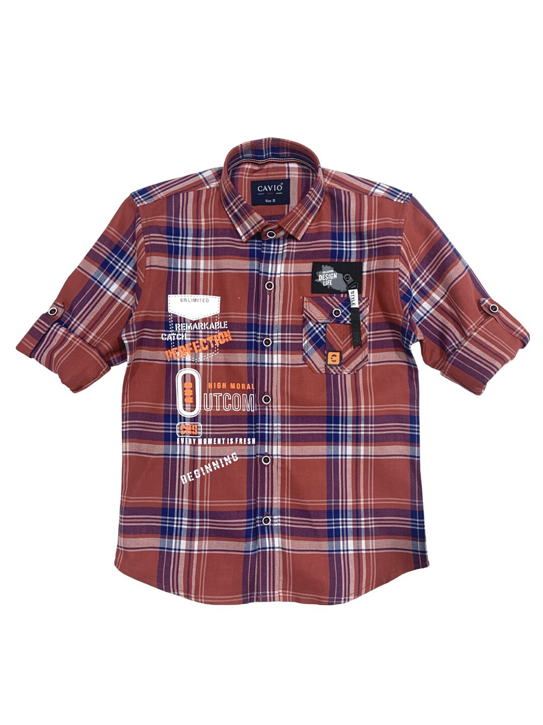 

CAVIO Boys Red Premium Tartan Checks Checked Casual Shirt