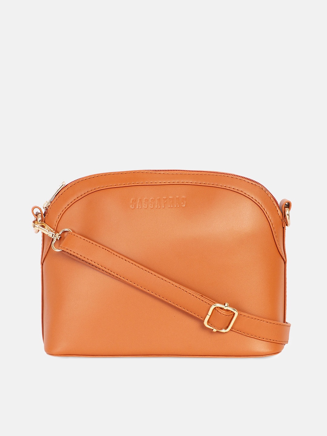 

SASSAFRAS Mustard PU Half Moon Sling Bag with Tasselled