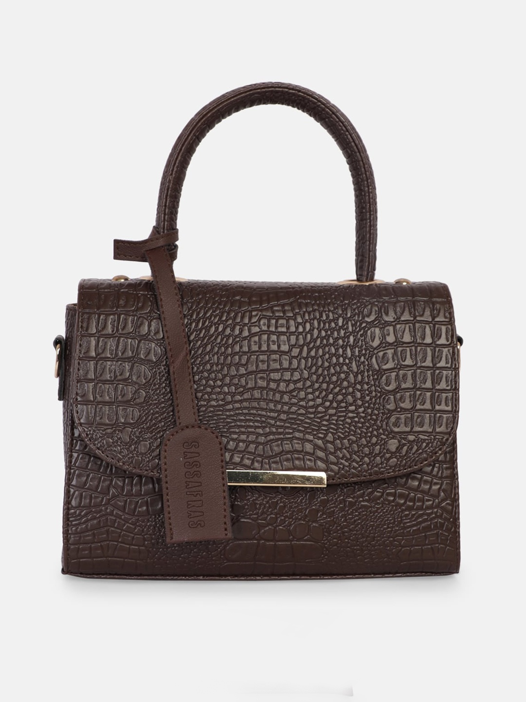 

SASSAFRAS Brown Animal Textured PU Structured Handheld Bag