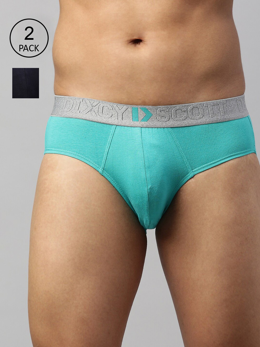 

Dixcy Scott Men's Pack of 2 Solid 100% Cotton Anti-Microbial Finish Brief, Blue