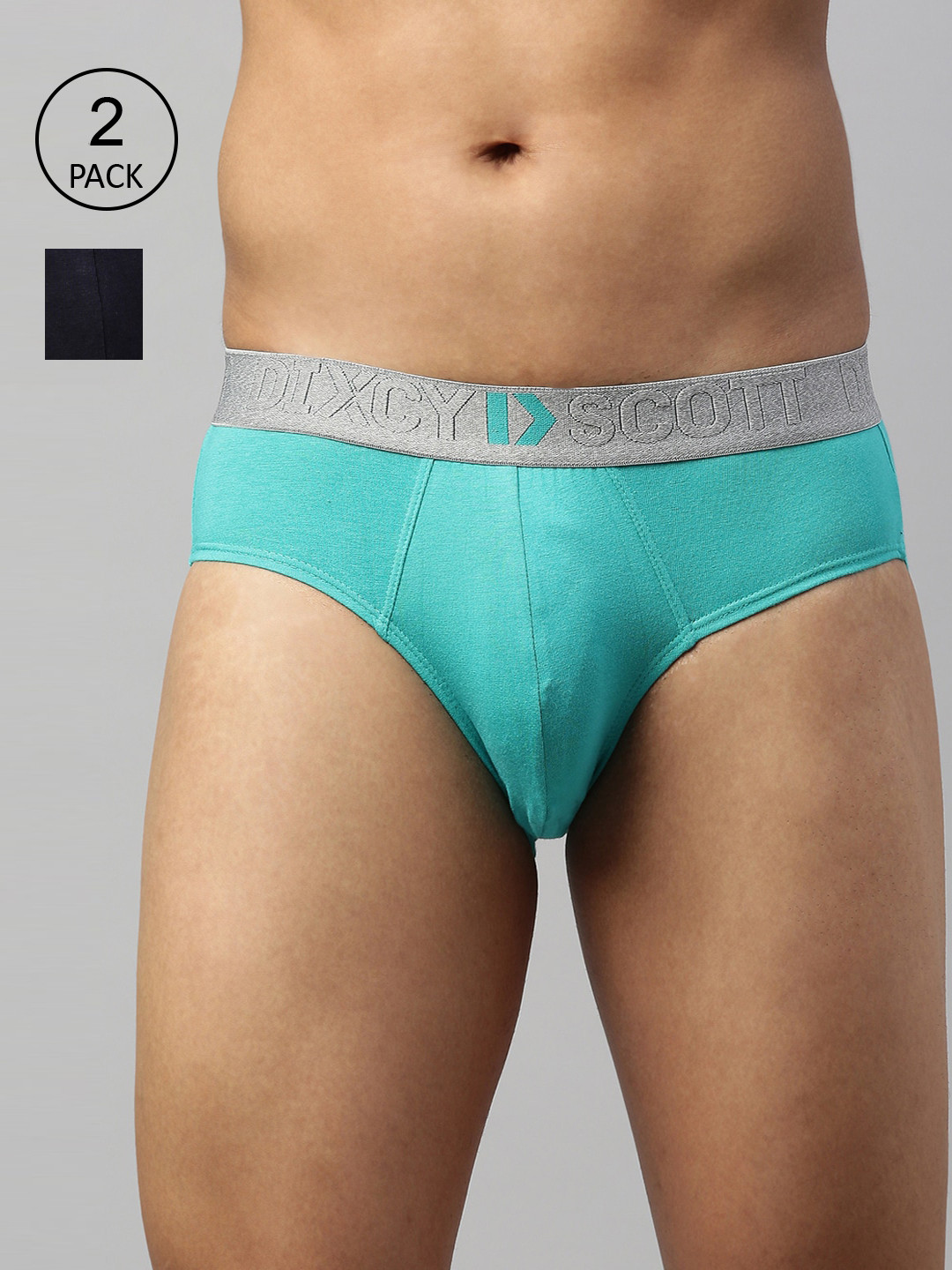 

DIXCY SCOTT MAXIMUS Men Pack Of 2 Teal Blue & Navy Blue Solid Anti Microbial Basic Briefs