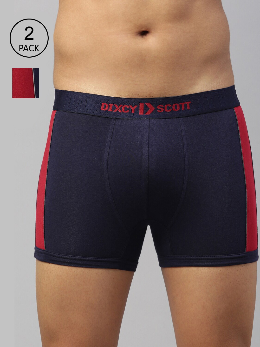 

DIXCY SCOTT MAXIMUS Men Pack Of 2 Printed Mid Rise Superior Stretch Anti-Microbial Trunk, Navy blue