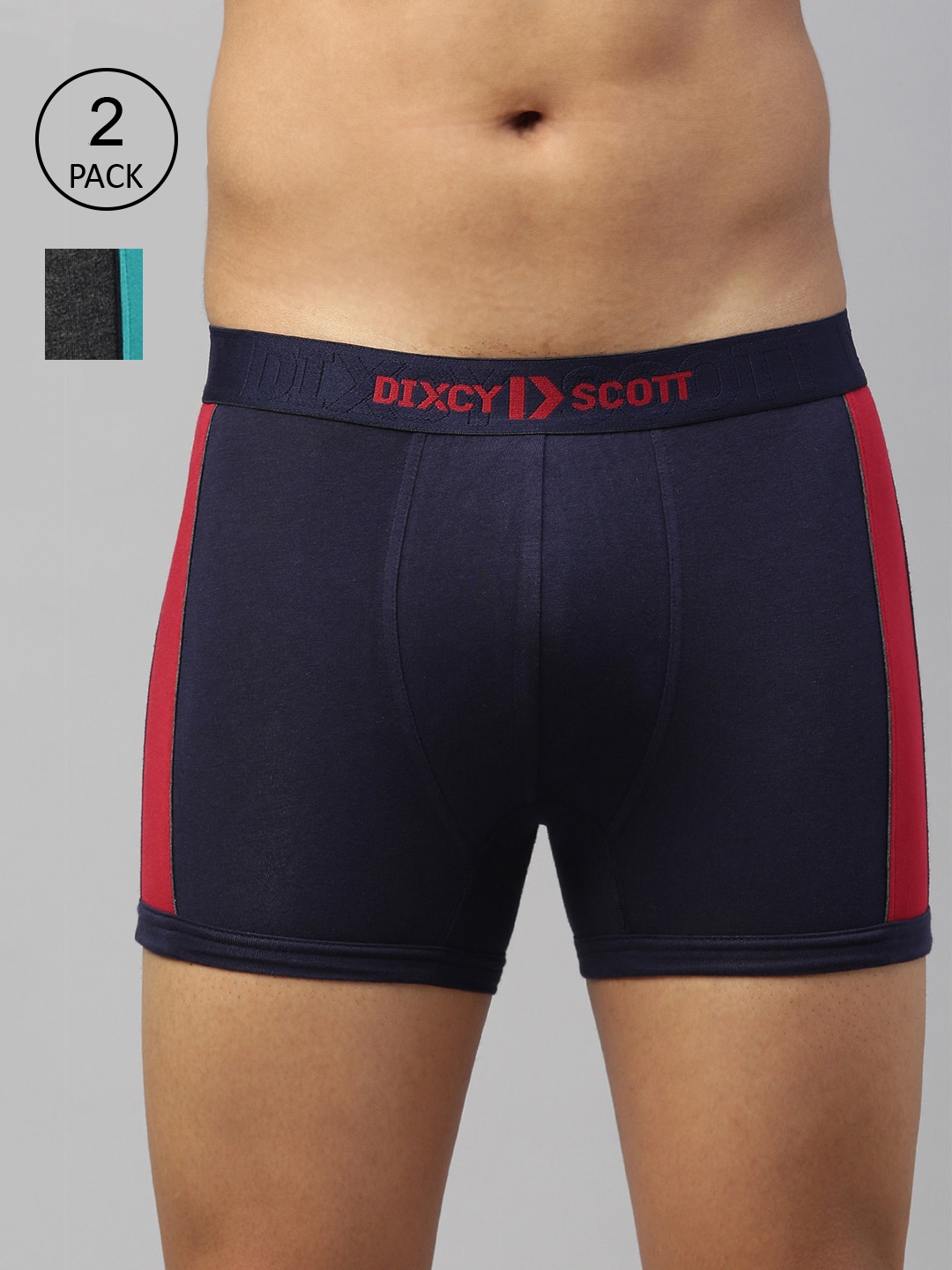 

DIXCY SCOTT MAXIMUS Men Pack Of 2 Colourblocked Anti Microbial Trunks, Grey