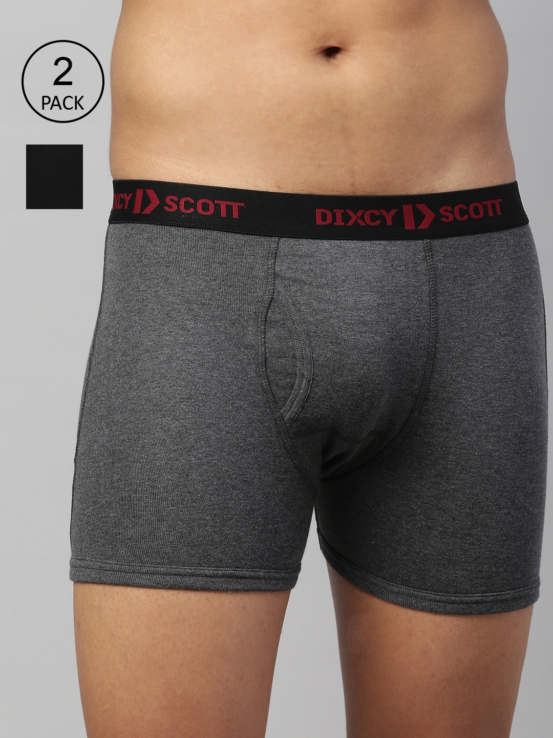 

DIXCY SCOTT MAXIMUS Men Pack of 2 Solid Cotton Trunks MAXT-003-KINETIC TRUNK-P2, Grey