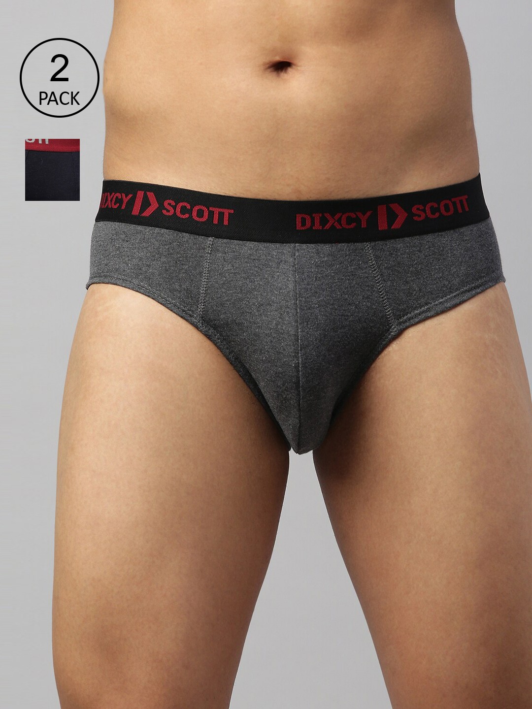 

DIXCY SCOTT MAXIMUS Men Pack Of 2 Anti Microbial Pure Cotton Basic Briefs, Grey