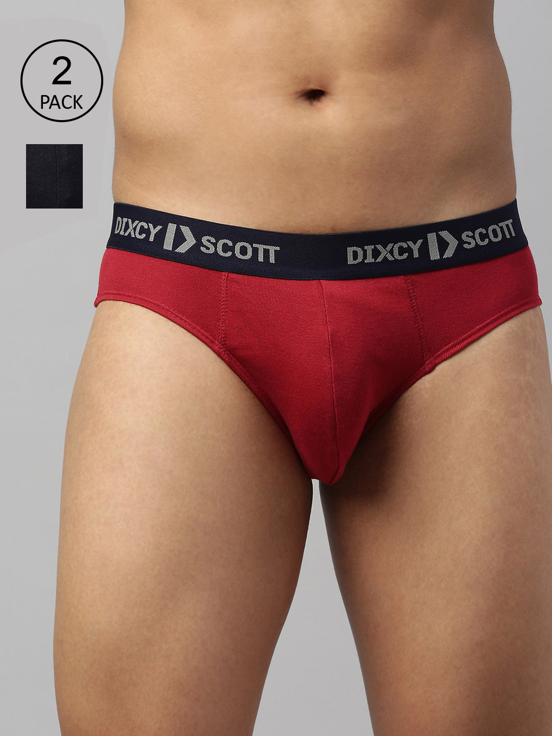 

DIXCY SCOTT MAXIMUS Pack Of 2 Men Solid Pure Cotton Basic Briefs, Red