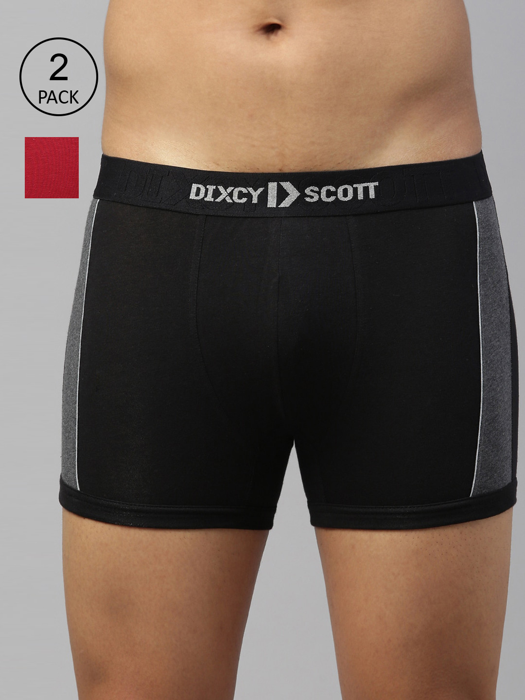 

DIXCY SCOTT MAXIMUS Men Pack Of 2 Colourblocked Anti Microbial Trunks MAXT-005-PULSE TRUNK-P2, Red