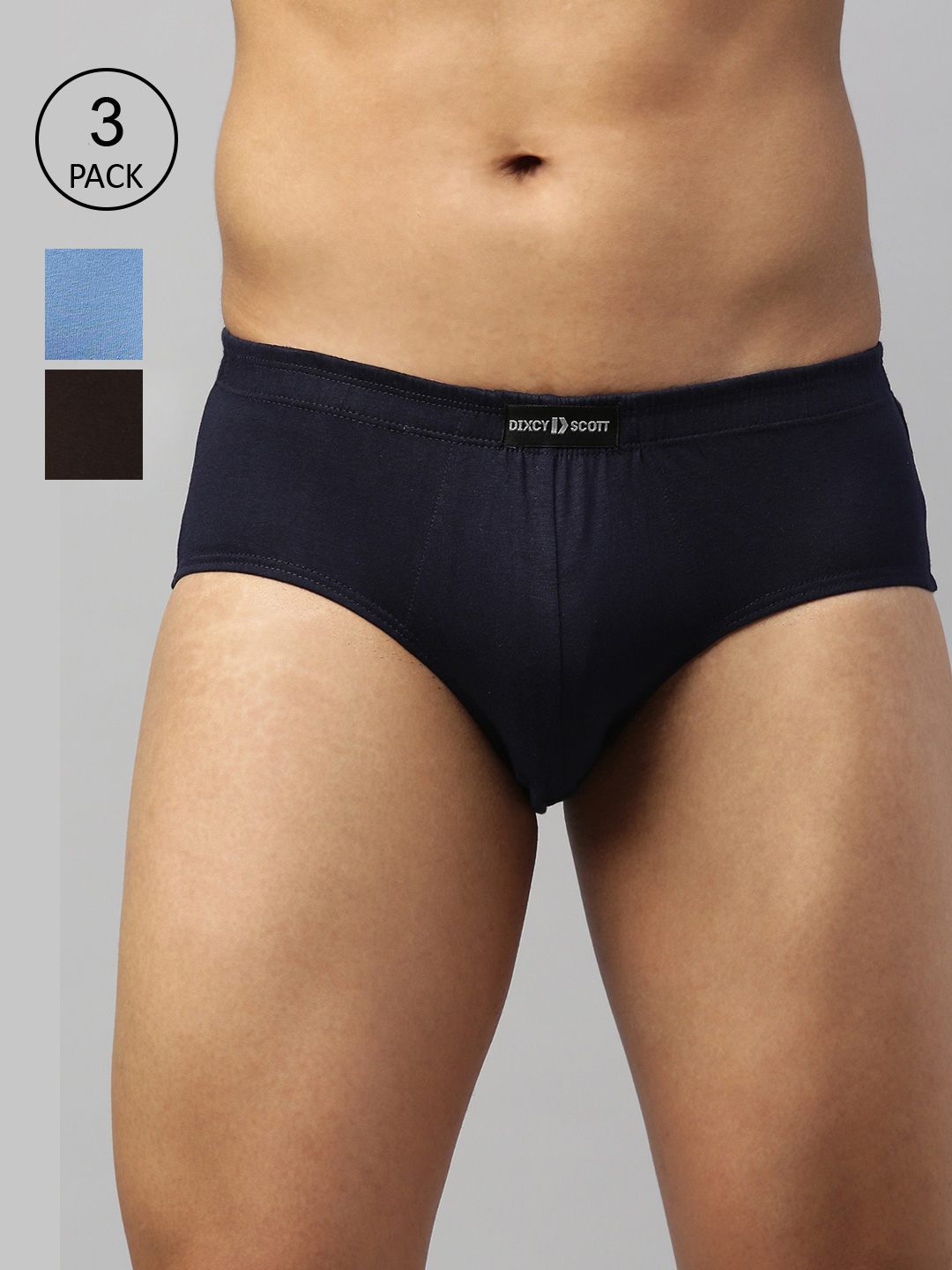 

DIXCY SCOTT MAXIMUS Men Pack Of 3 Solid Pure Cotton Briefs MAXB-001-VITAL BRIEF-P3, Multi