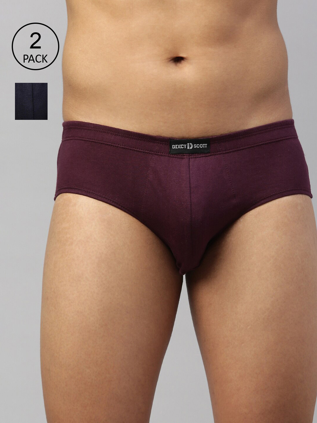 

DIXCY SCOTT MAXIMUS Men Pack Of 2 Solid Pure Cotton Briefs MAXB-001-VITAL BRIEF-P2, Multi