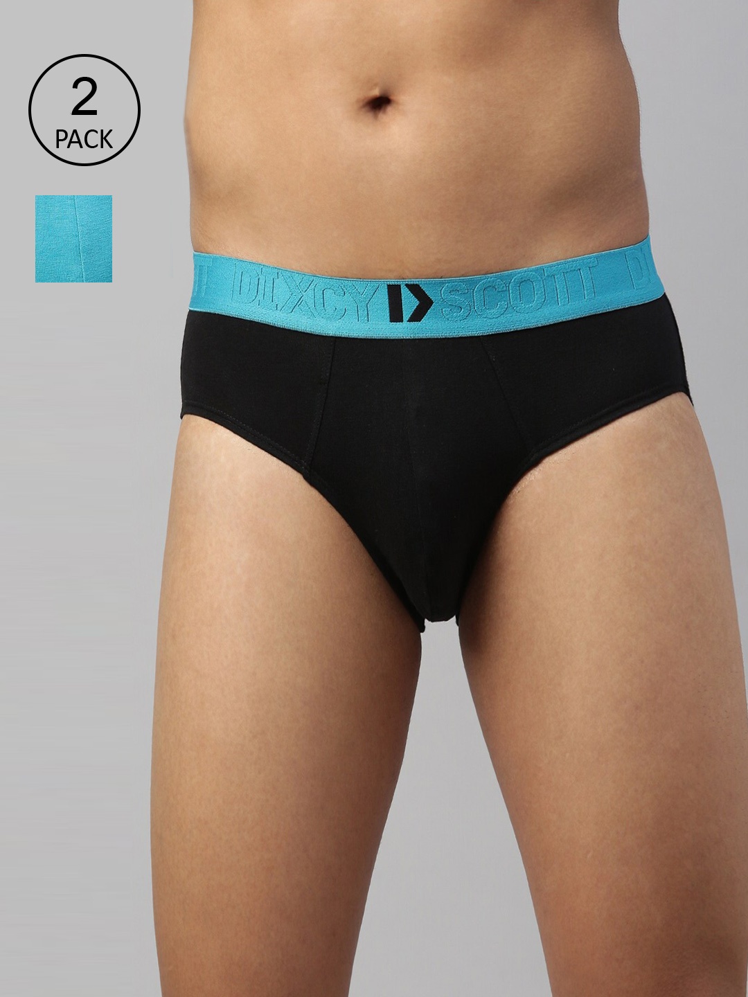 

DIXCY SCOTT MAXIMUS Men Pack of 2 Blue & Black Solid Basic Briefs