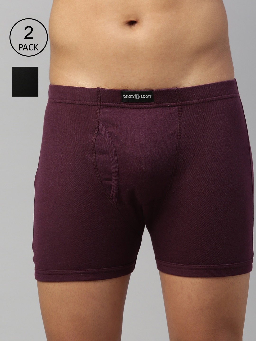 

DIXCY SCOTT MAXIMUS Men Pack Of 2 Mid Rise Comfort Fit AntiMicrobial SuperiorStretch Trunk, Purple
