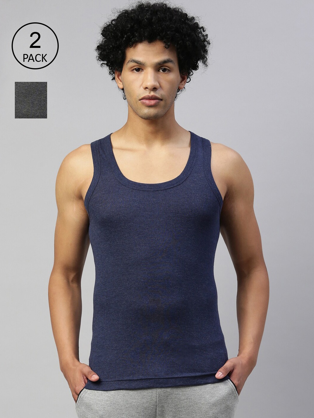 

DIXCY SCOTT MAXIMUS Pack Of 2 Pure Cotton Smart Wash Anti-Microable Vest MAXV-002-STRIKER, Grey