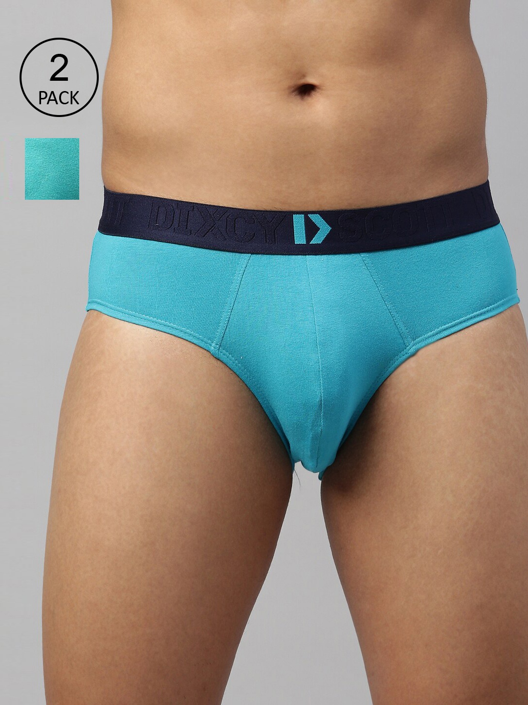 

Dixcy Scott Men's Pack of 2 Solid 100% Cotton Anti-Microbial Finish Brief, Blue