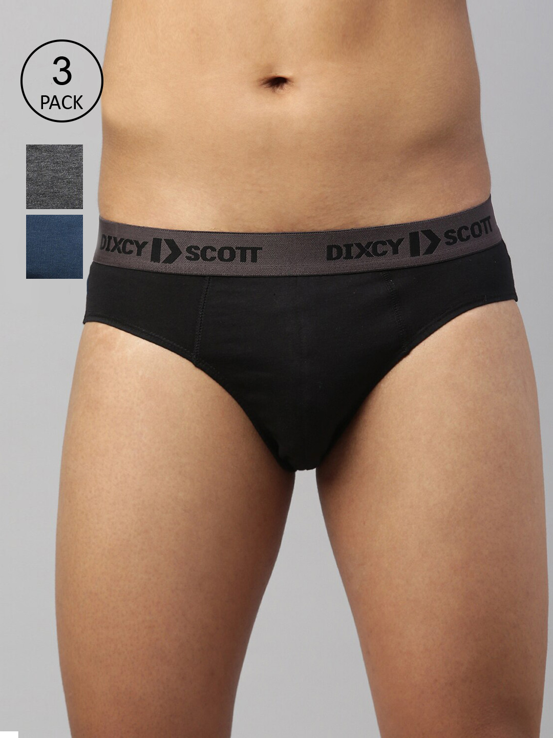 

DIXCY SCOTT MAXIMUS Men Set Of 3 Solid Pure Cotton Basic Briefs, Blue