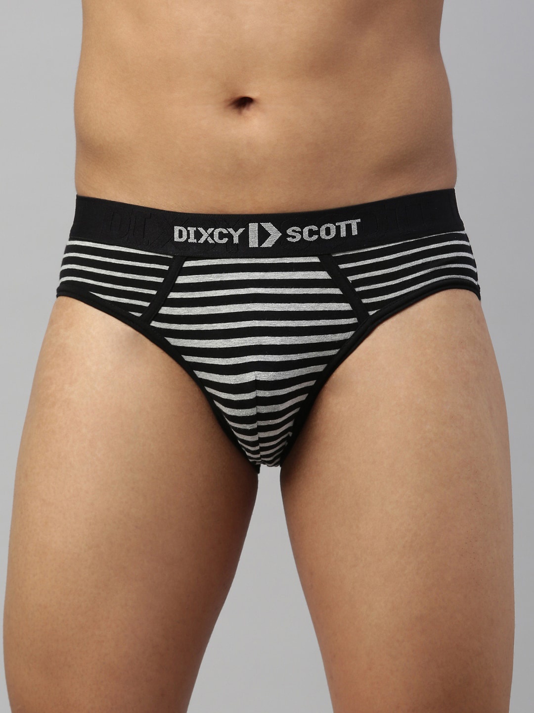 

DIXCY SCOTT MAXIMUS Men Black & White Striped Basic Briefs MAXB-006-FLUX BRIEF-P1