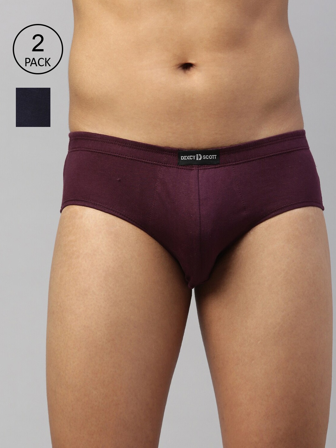 

DIXCY SCOTT MAXIMUS Men Pack Of 2 Pure Cotton Basic Briefs, Maroon