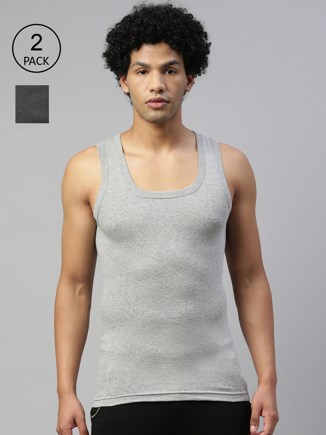 

DIXCY SCOTT MAXIMUS Men Pack Of 2 Solid Pure Cotton Innerwear Vests MAXV-002-STRIKER VEST-P2, Grey