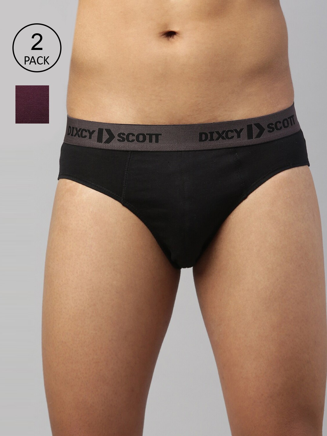 

DIXCY SCOTT MAXIMUS Men Pack Of 2 Solid Pure Cotton Basic Briefs, Multi