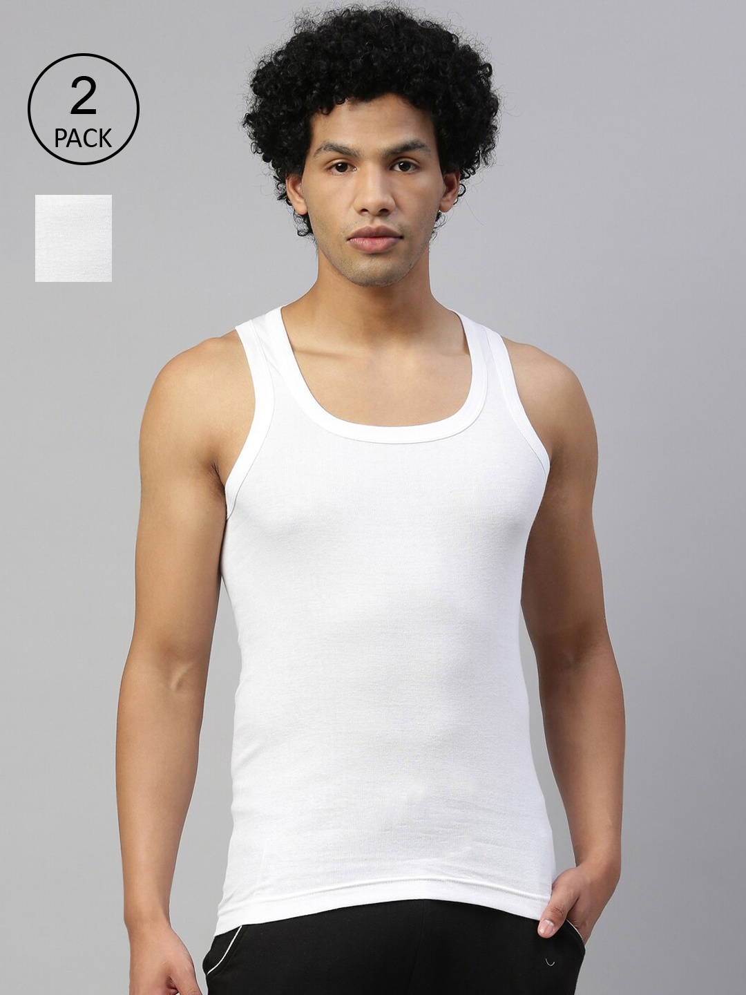 

DIXCY SCOTT MAXIMUS Men Pack Of 2 Pure Cotton Innerwear Vests, White