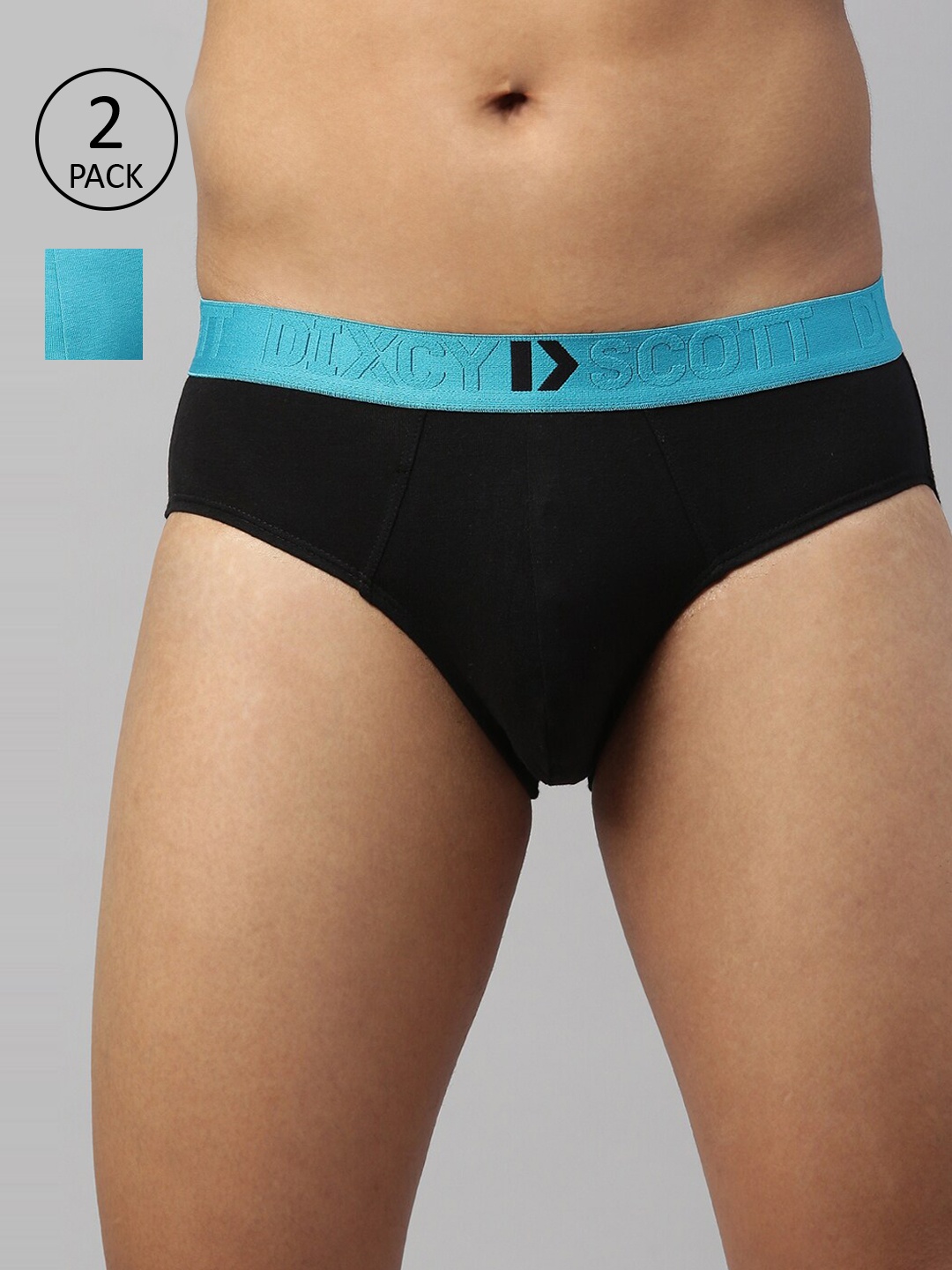 

Dixcy Scott Men's Pack of 2 Solid 100% Cotton Anti-Microbial Finish Brief, Blue