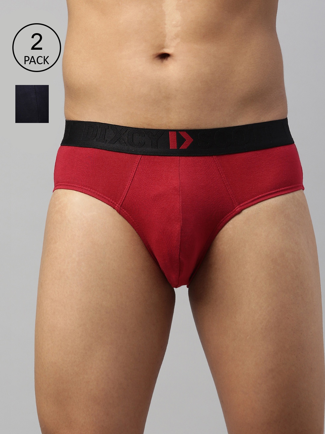 

Dixcy Scott Men's Pack of 2 Solid 100% Cotton Anti-Microbial Finish Brief, Red