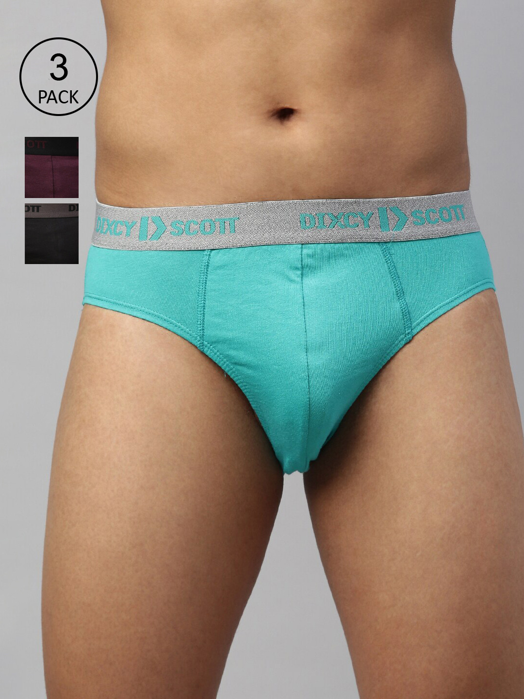 

DIXCY SCOTT MAXIMUS Men Pack Of 3 Solid Pure Cotton Basic Briefs, Brown