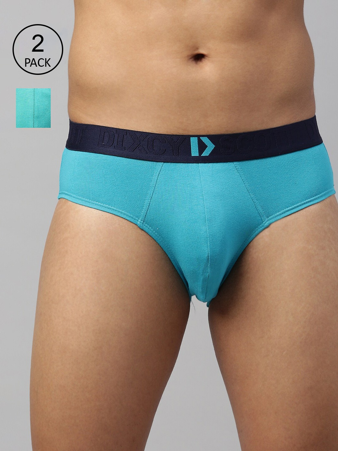 

Dixcy Scott Men's Pack of 2 Solid 100% Cotton Anti-Microbial Finish Brief, Blue