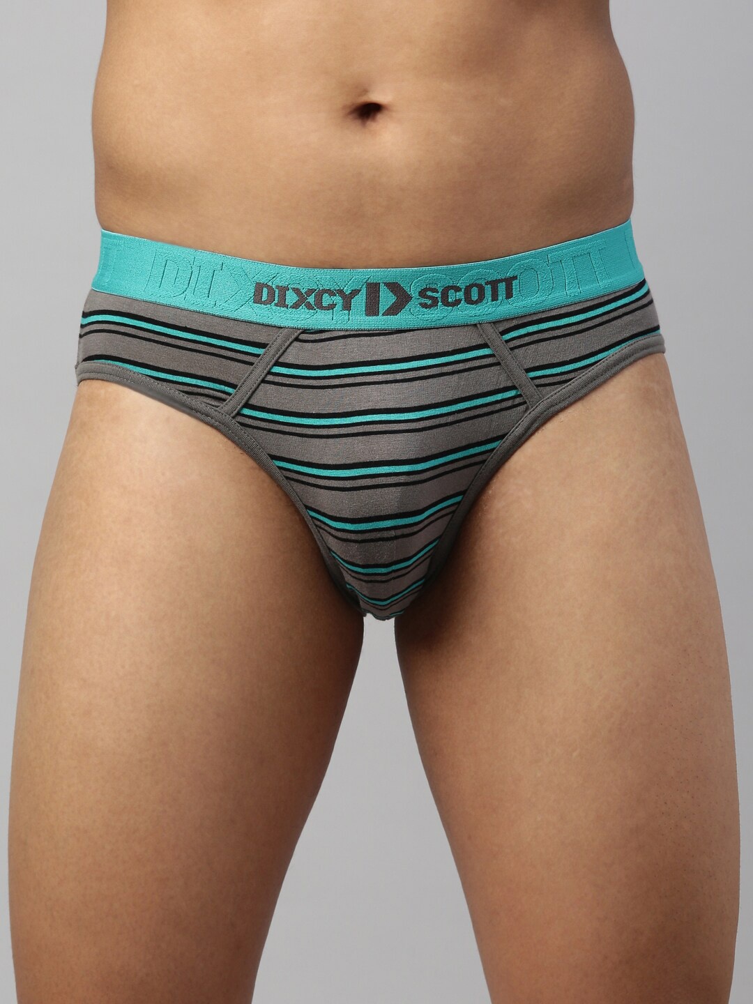 

DIXCY SCOTT MAXIMUS Men Grey & Blue Striped Basic Briefs MAXB-006-FLUX BRIEF-P1