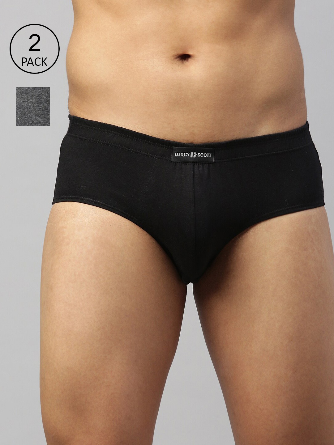 

Dixcy Scott Men's Pack of 2 Solid Anti-Microbial Finish Superior Stretch Brief, Charcoal