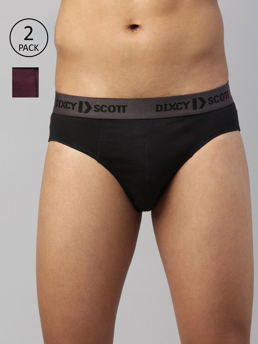 

DIXCY SCOTT MAXIMUS Men Pack of 2 Solid Pure Cotton Basic Briefs MAXB-002-RAPID BRIEF-P2, Maroon